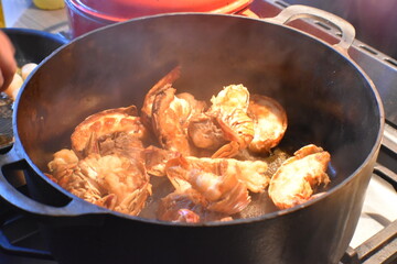 Cuisson queue de langoustes