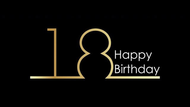 18 anniversary golden color from one line, art video illustration.