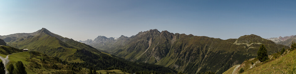 Panoramatic view from Tirol Alps by Ischgl.