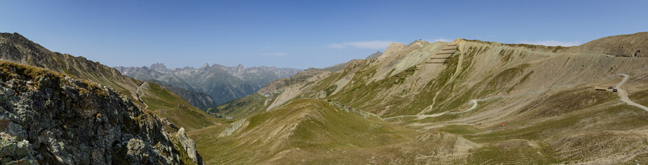 Panoramatic view from Tirol Alps by Ischgl.