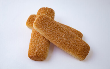 Tree ladyfingers or champagne biscuit isolated on white background