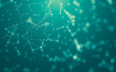 Abstract background. Molecules technology with polygonal shapes, connecting dots and lines. Connection structure. Big data visualization.