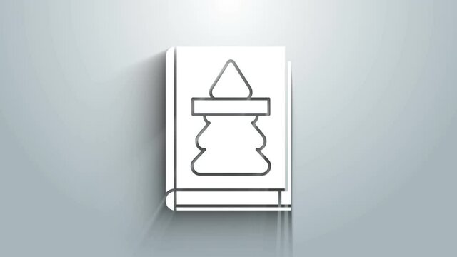 White Christmas book cover or flyer template icon isolated on grey background. Merry Christmas and Happy New Year. 4K Video motion graphic animation