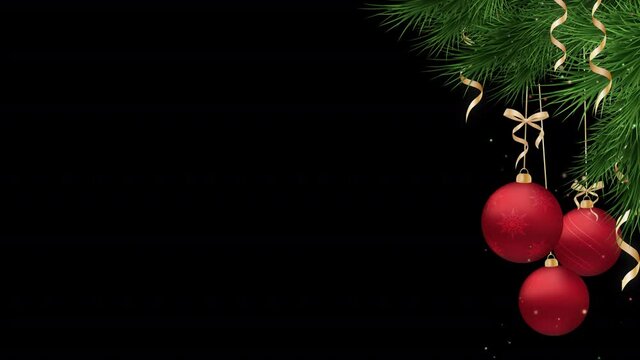 Christmas frame with red holiday ornaments on an alpha channel , loop animation, motion graphics