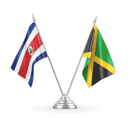 Jamaica and Costa Rica table flags isolated on white 3D rendering