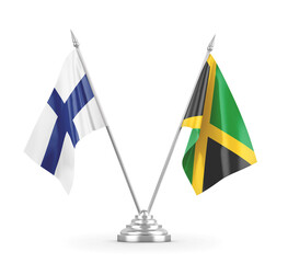 Jamaica and Finland table flags isolated on white 3D rendering
