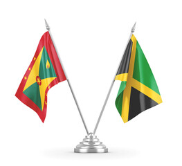 Jamaica and Grenada table flags isolated on white 3D rendering