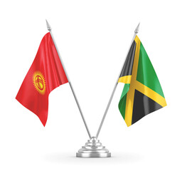 Jamaica and Kyrgyzstan table flags isolated on white 3D rendering