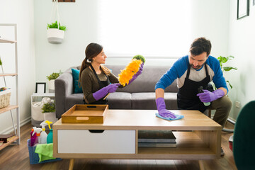 Dusting and wiping furniture at home
