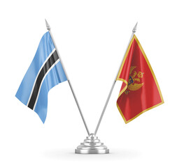 Montenegro and Botswana table flags isolated on white 3D rendering 
