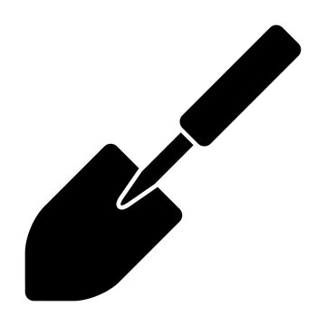 Small garden hand trowel for gardening flat vector icon for apps and websites