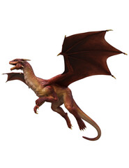3d ilustration red dragon wyvern