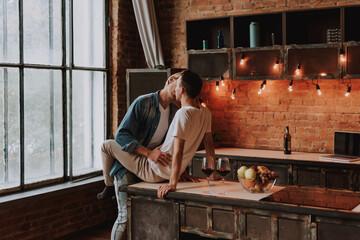 Gay couple at home