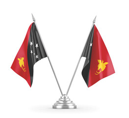 Papua New Guinea table flags isolated on white 3D rendering