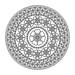 Square pattern in form of mandala with flower for henna, mehndi, tattoo, decoration. decorative ornament in ethnic oriental style. coloring book page.