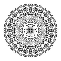 Square pattern in form of mandala with flower for henna, mehndi, tattoo, decoration. decorative ornament in ethnic oriental style. coloring book page.