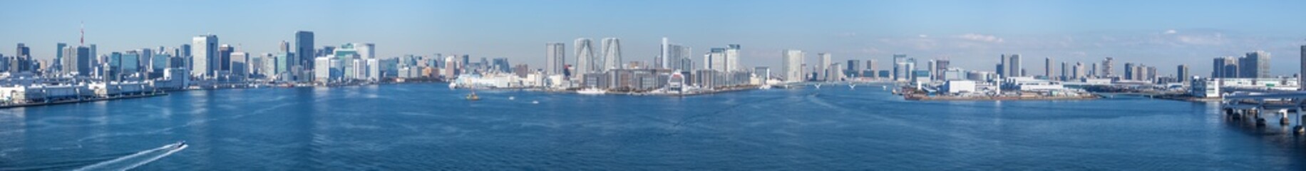 Obraz premium レインボーブリッジからみた東京港、パノラマ