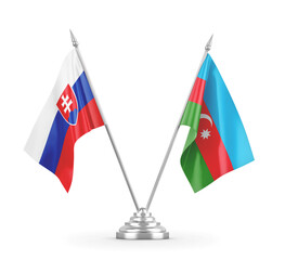 Azerbaijan and Slovakia table flags isolated on white 3D rendering