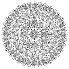 Circular pattern in the form of mandala. henna tatoo mandala. mehndi style. decorative pattern in oriental style. coloring book page.
