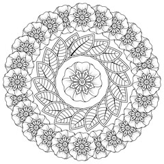 Circular pattern in the form of mandala. henna tatoo mandala. mehndi style. decorative pattern in oriental style. coloring book page.