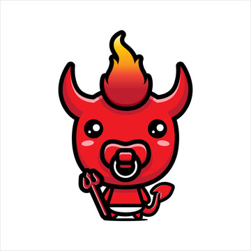 cute fire devil character vector design