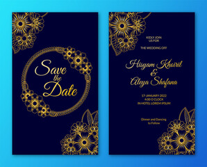 Fototapeta na wymiar Mehndi flower wedding invitation card set