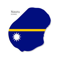 Map of Nauru with national flag. Highly detailed editable map of Oceania territory borders. Political or geographical design vector illustration on white background
