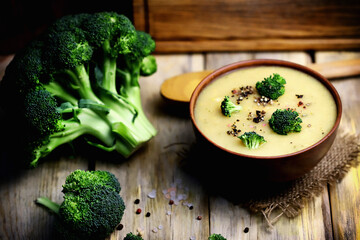 Homemade broccoli soup. Healthy food.