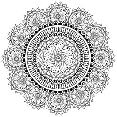 Circular pattern in the form of mandala. henna tatoo mandala. mehndi style. decorative pattern in oriental style. coloring book page.