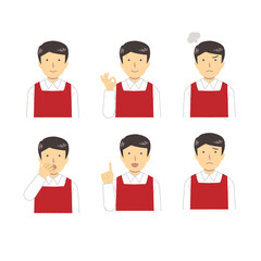 Apron male facial expression illustration set, collection