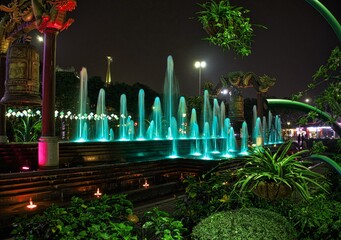 Dragon fountain by night