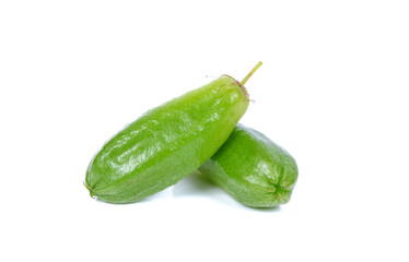 Bilimbi (Averhoa bilimbi Linn.) or cucumber fruit on white background