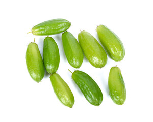 Bilimbi (Averhoa bilimbi Linn.) or cucumber fruit on white background