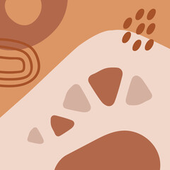 Organic Shapes In Neutral Earth Tones, Abstract art design. Vector illustration 