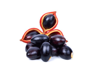 sweet chestnuts (Sterculia monosperma) on white background