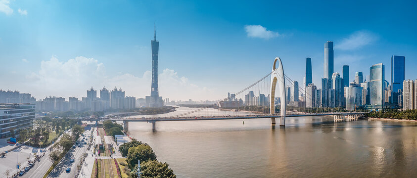 Aerial photography of the skyline of modern urban architectural landscape in Guangzhou, China..