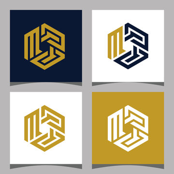 Creative initial letter MQQ hexagon logo design concept vector