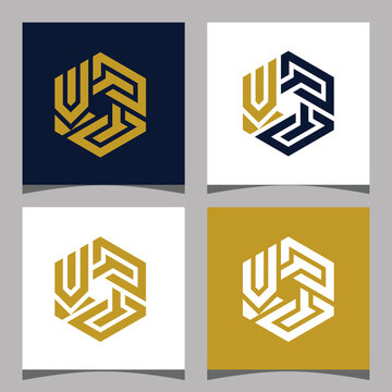 Creative initial letter VQQ hexagon logo design concept vector