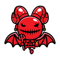 cute fire dragon devil character vector design