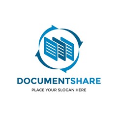 Document share vector logo template. This design use arrow symbol. Suitable for transfer file or recovery data.