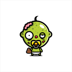 cute zombie baby character vector design