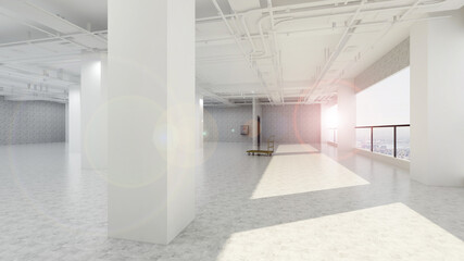 3d rendering of empty space in a building