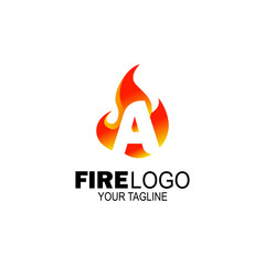 initial Letter A fire logo design. fire company logos, oil companies, mining companies, fire logos, marketing, corporate business logos. icon. vector