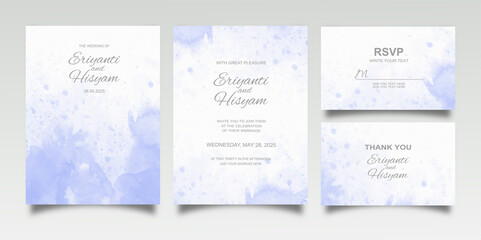 Watercolor wedding invitation card set