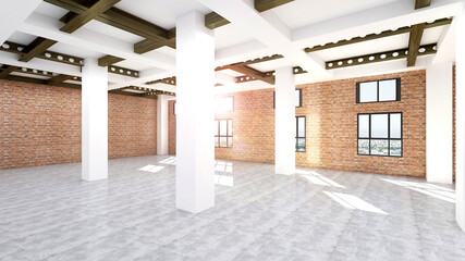 3d rendering of empty space in a building