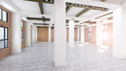 3d rendering of empty space in a building