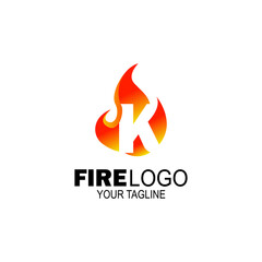 initial Letter K fire logo design. fire company logos, oil companies, mining companies, fire logos, marketing, corporate business logos. icon. vector