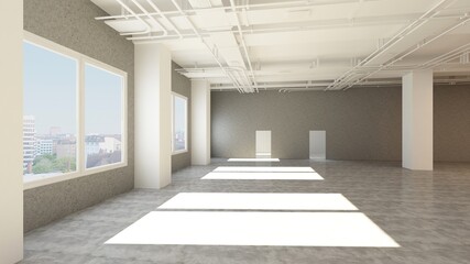 3d rendering of empty space in a building