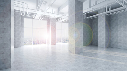 3d rendering of empty space in a building