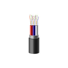 Electric cable with colorful wires inside - electrical power cord